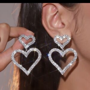 Rhinestone Heart Earrings